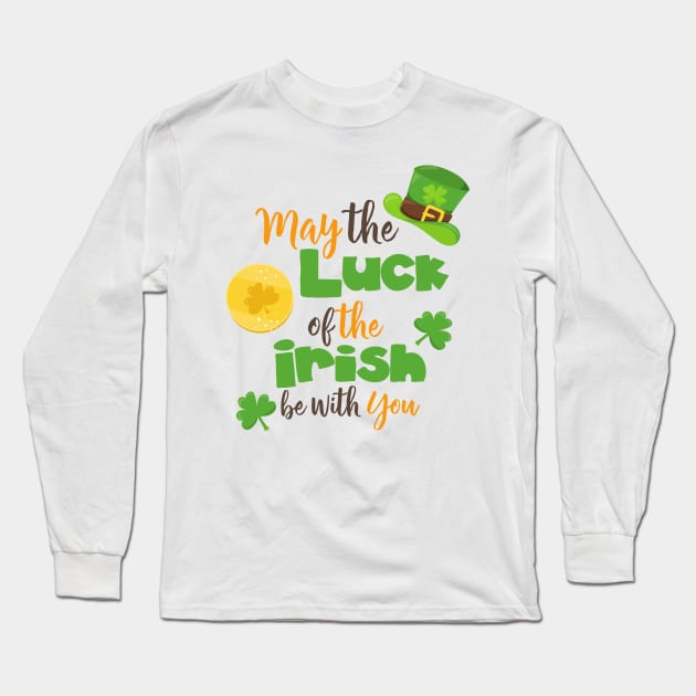 Saint Patrick's Day, Luck Of The Irish, Clovers Long Sleeve T-Shirt by Jelena Dunčević